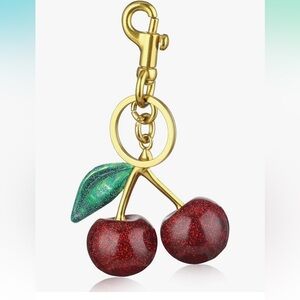 Cherry Keychain with Gold Hardware
